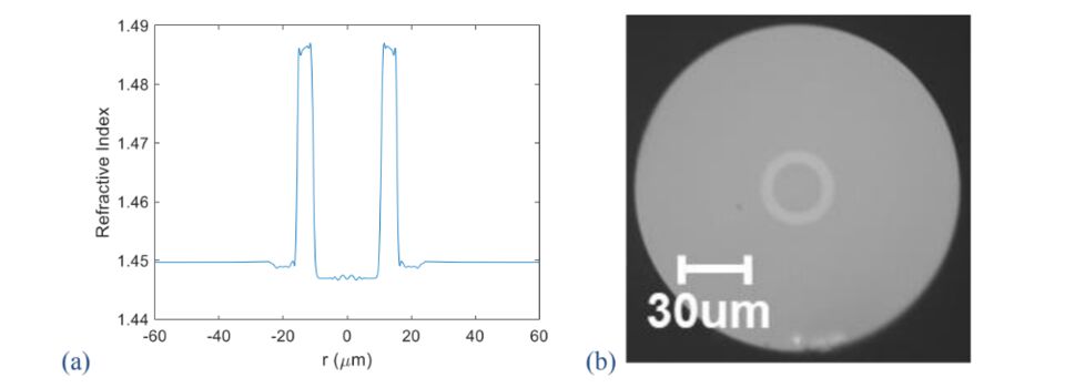 Refractive index profile and cross-section of the annular OAM fibre